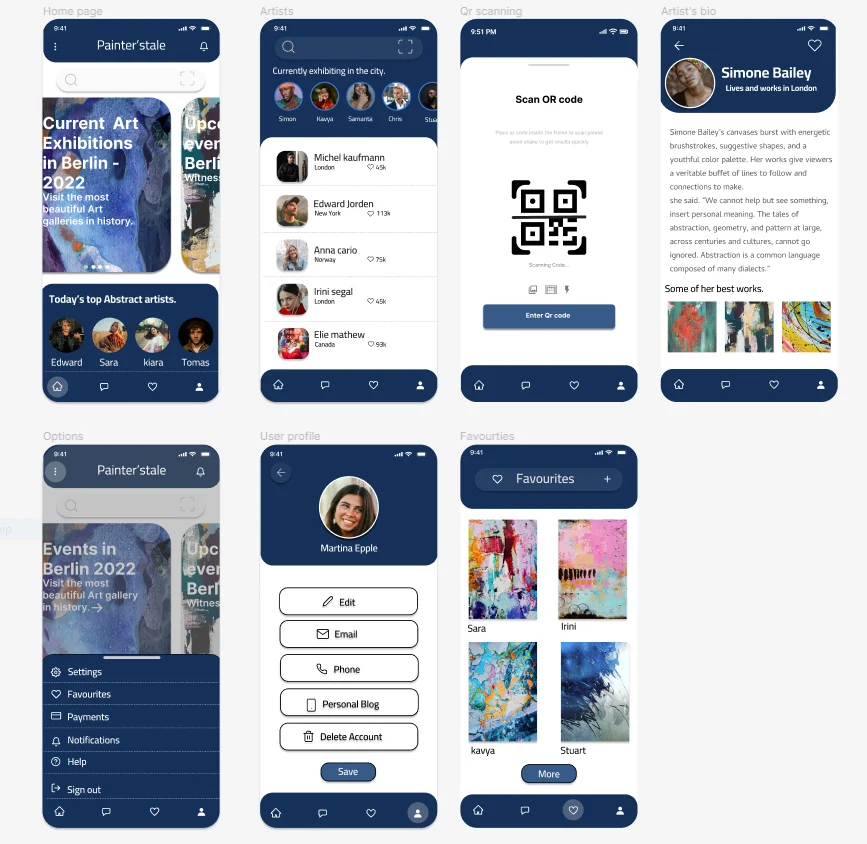 First high-fidelity iteration with four bottom tabs and a notification bell